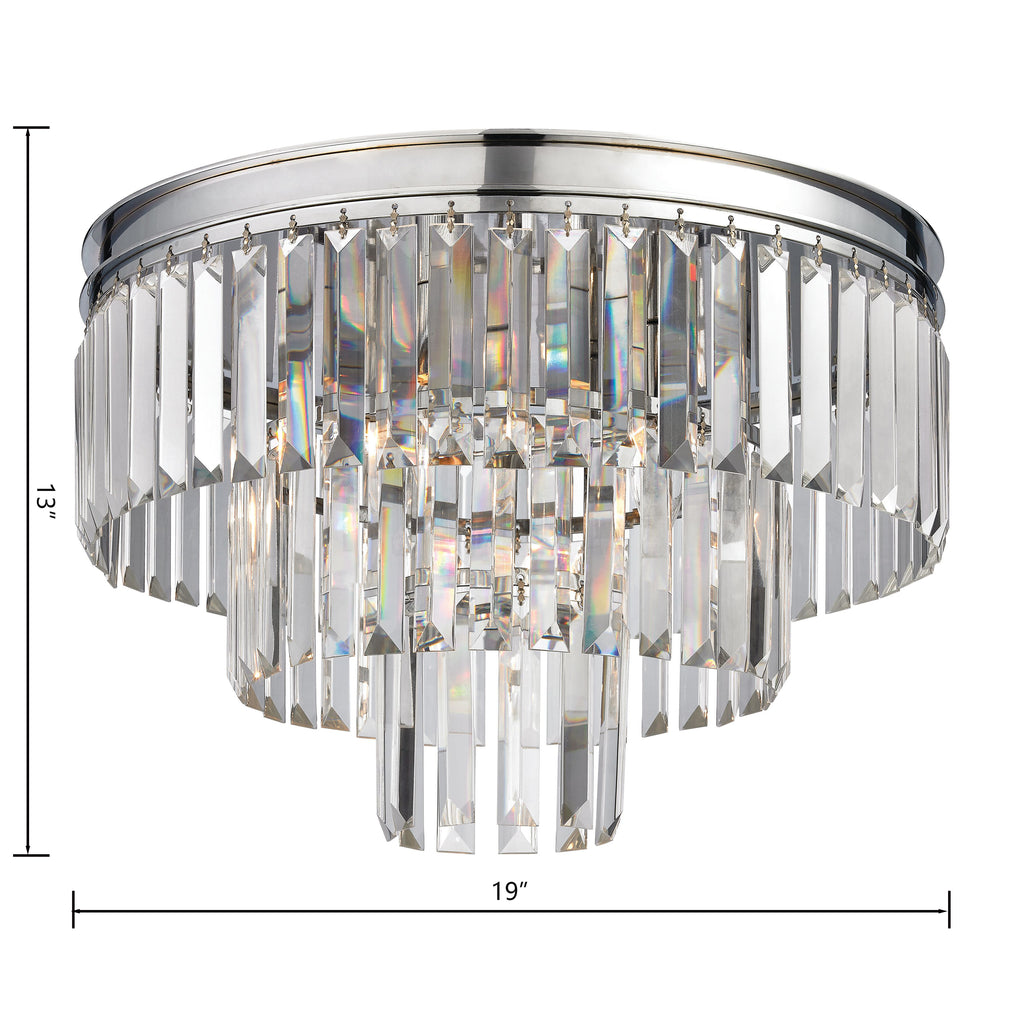 Palacial 19" crystal semi-flush mount, polished chrome, detail