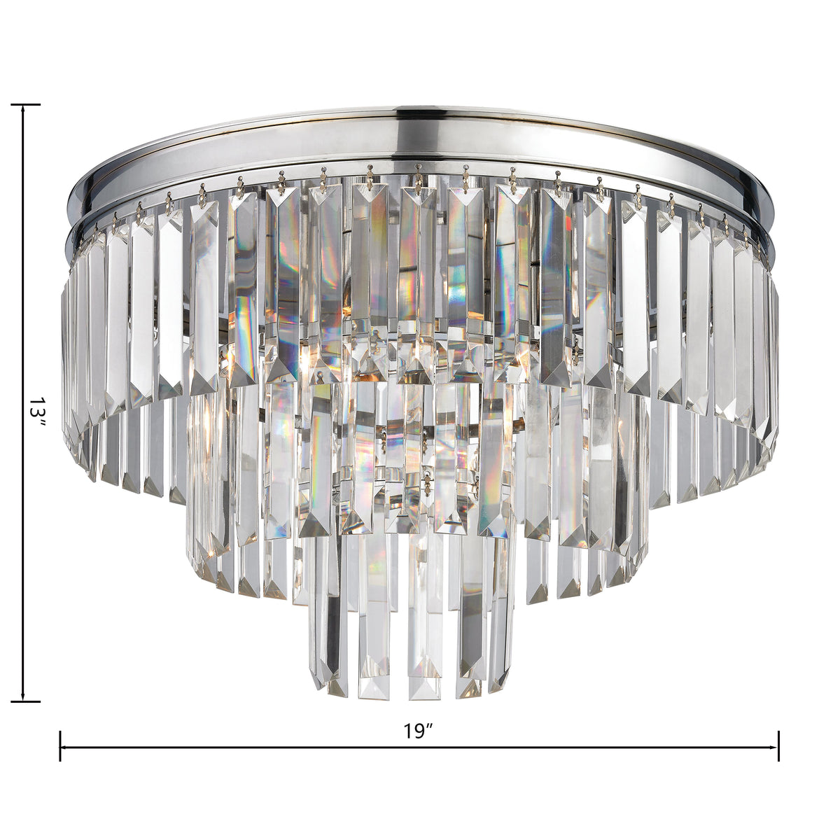 Palacial 19" crystal semi-flush mount, polished chrome, detail