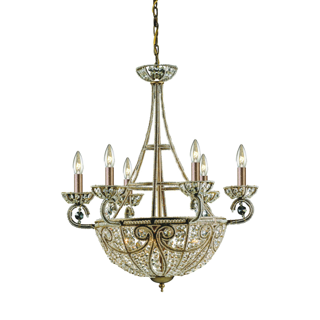 Elizabethan 10-light K9 crystal chandelier in dark bronze