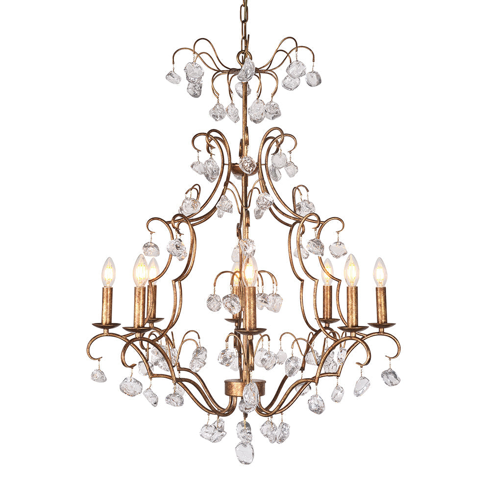 Crystal Pendant Candle-Style Iron Chandelier, Large, studio photo 1 of 3 on a white background