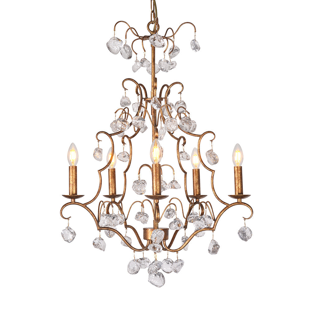 Crystal Pendant Candle-Style Iron Chandelier, Medium, studio photo 1 of 3 on a white background
