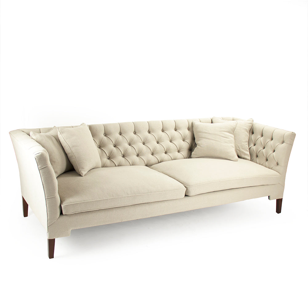 Eileen Button-Tufted Sofa, studio photo on a white background