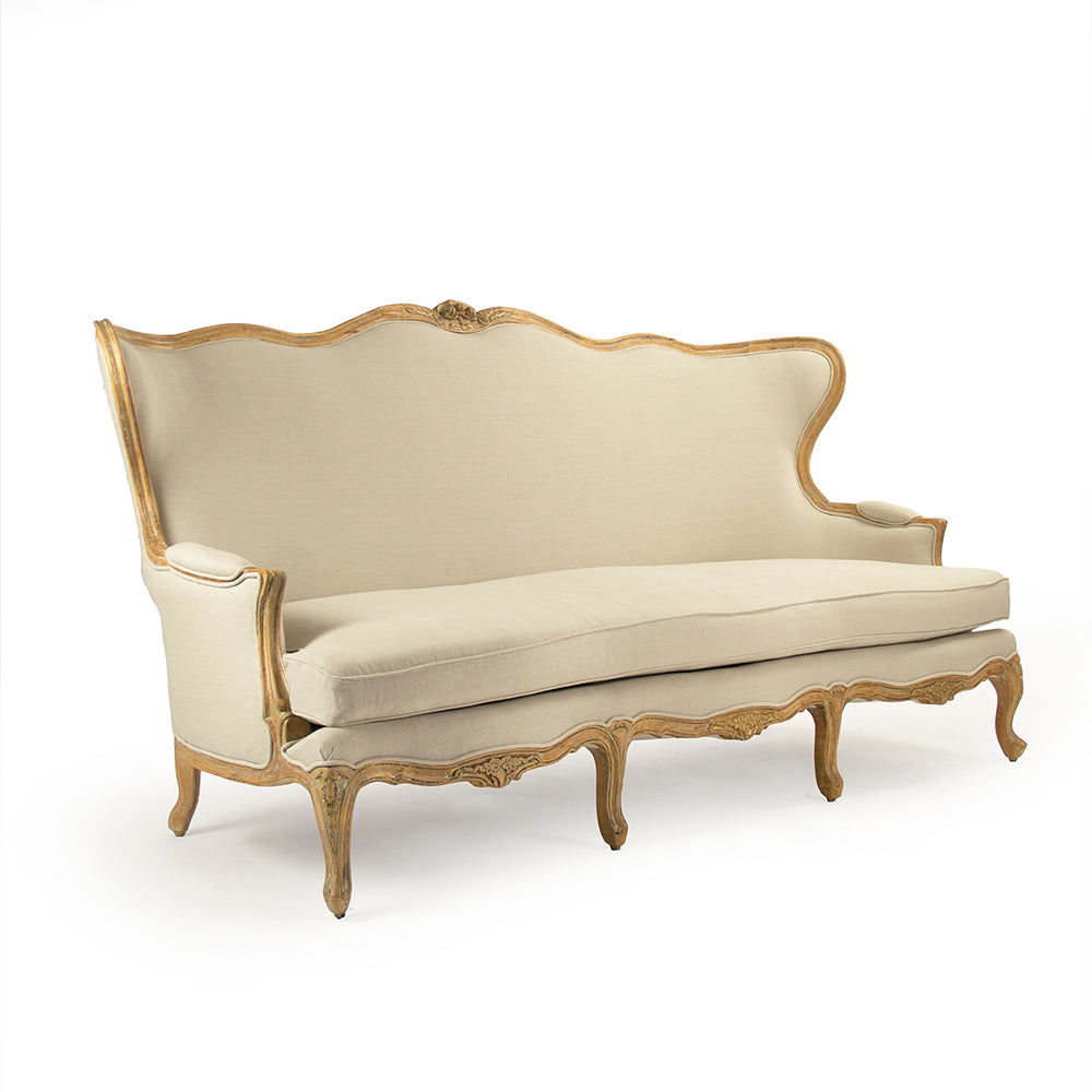 Eloy French Linen Sofa, studio photo 1 of 3 on a white background