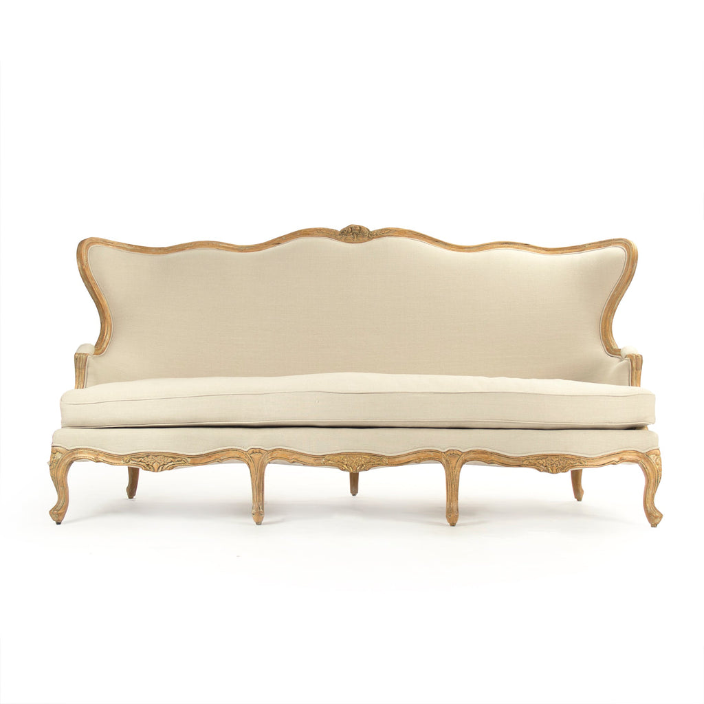 Eloy French Linen Sofa, studio photo 2 of 3 on a white background
