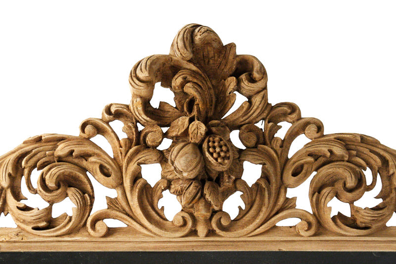 Estelle French Carved Walnut Wall Mirror in Natural Walnut, studio photo 2 of 3 on a white background