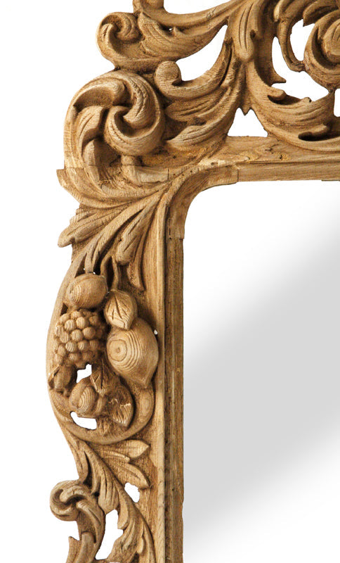 Estelle French Carved Walnut Wall Mirror in Natural Walnut, studio photo 3 of 3 on a white background