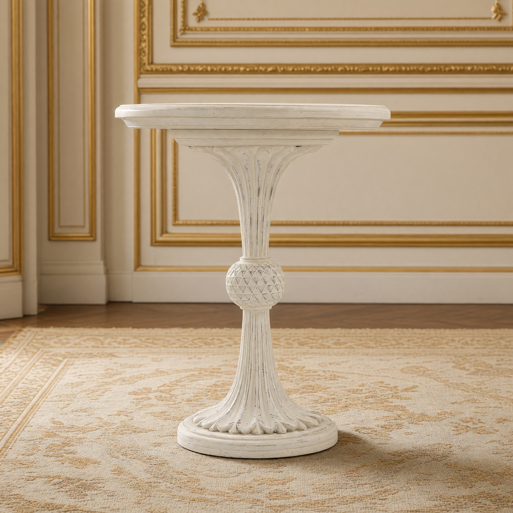Front view of the Fabiola Side Table in Cream