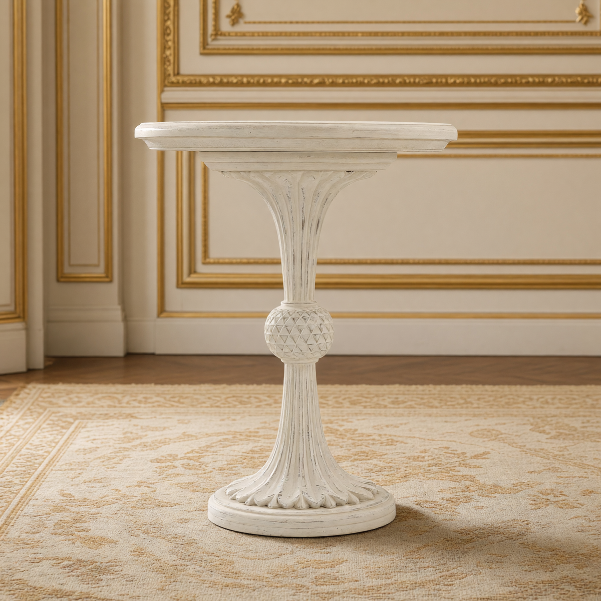 Front view of the Fabiola Side Table in Cream