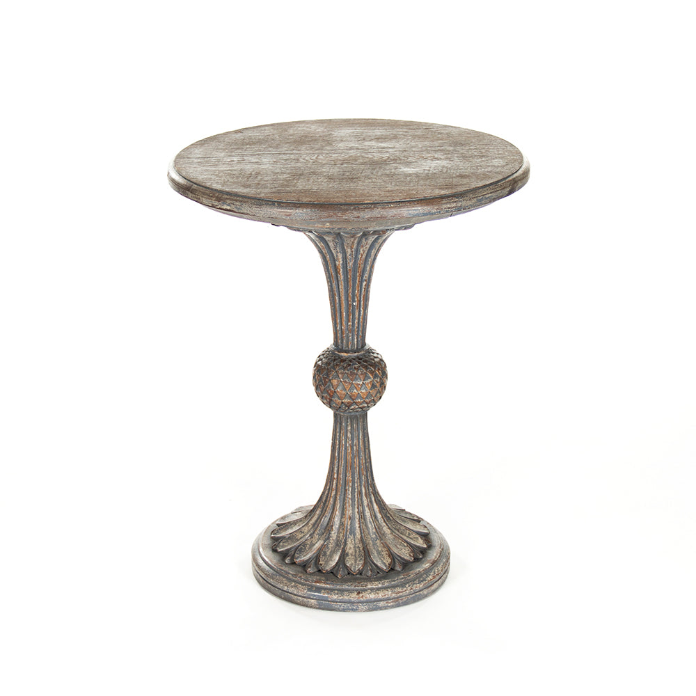 Fabiola Side Table in Weathered Grey Birch, studio photo 1 of 6 on a white background
