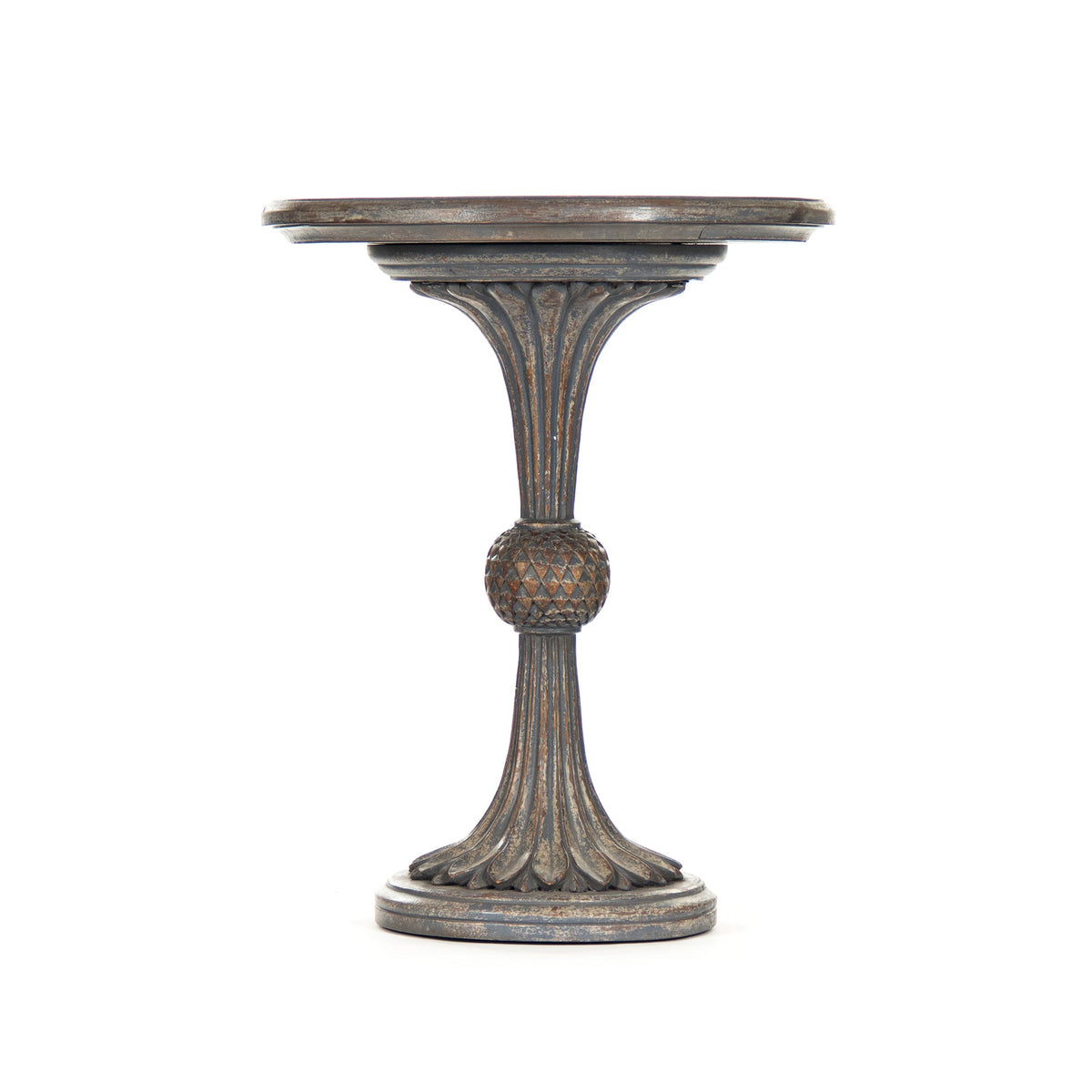 Fabiola Side Table in Weathered Grey Birch, studio photo 2 of 6 on a white background