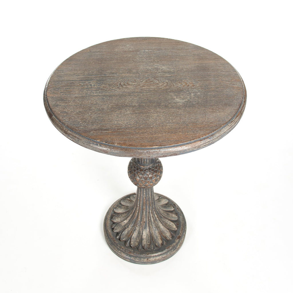 Fabiola Side Table in Weathered Grey Birch, studio photo 3 of 6 on a white background