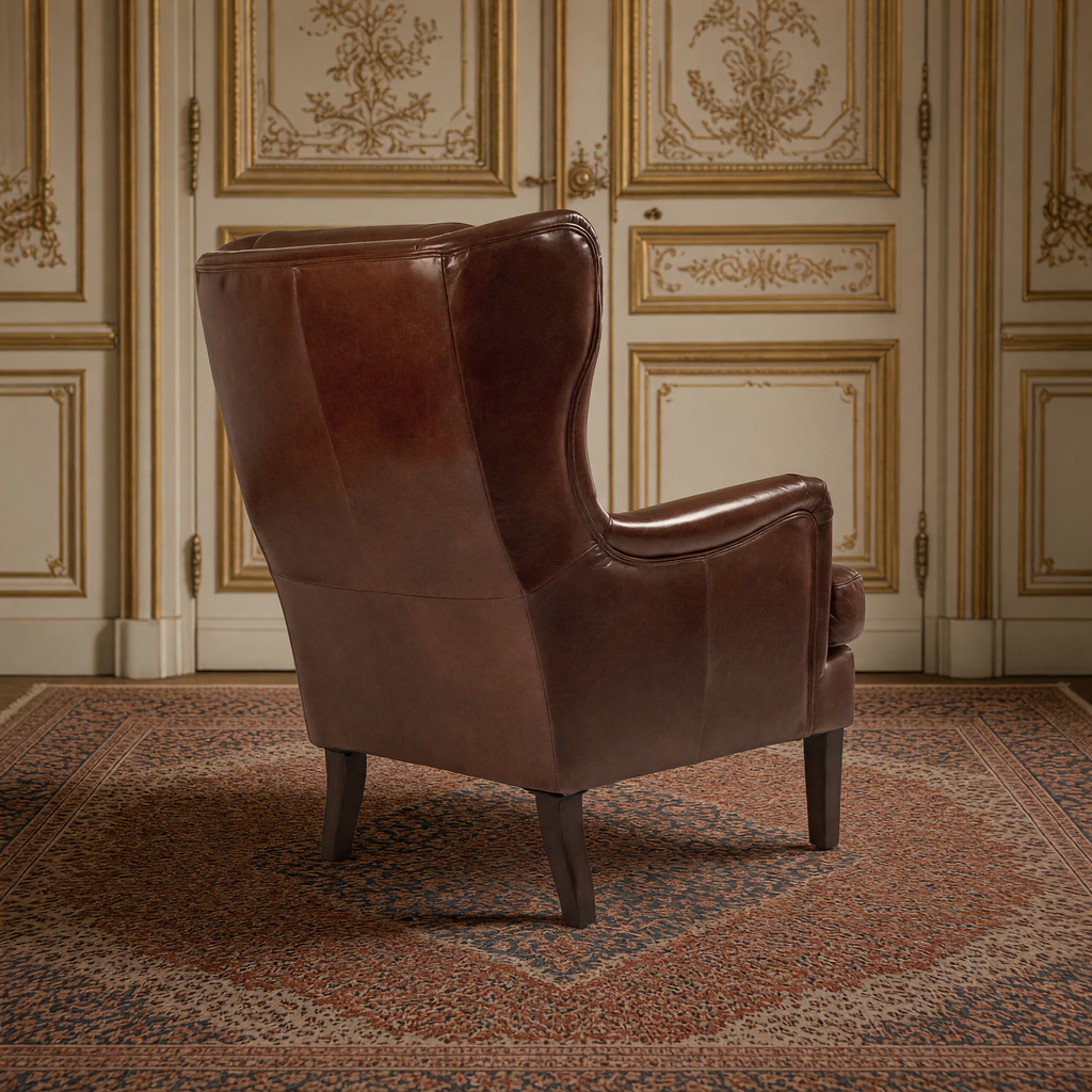 Felicie leather wingback chair, back view
