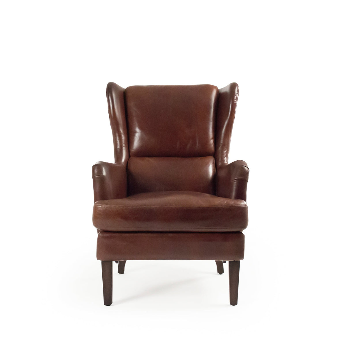 Felicie Classic Top-Grain Leather Wingback Chair, studio photo 2 of 3 on a white background