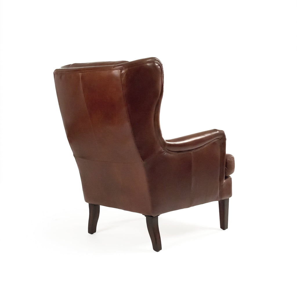 Felicie Classic Top-Grain Leather Wingback Chair, studio photo 3 of 3 on a white background