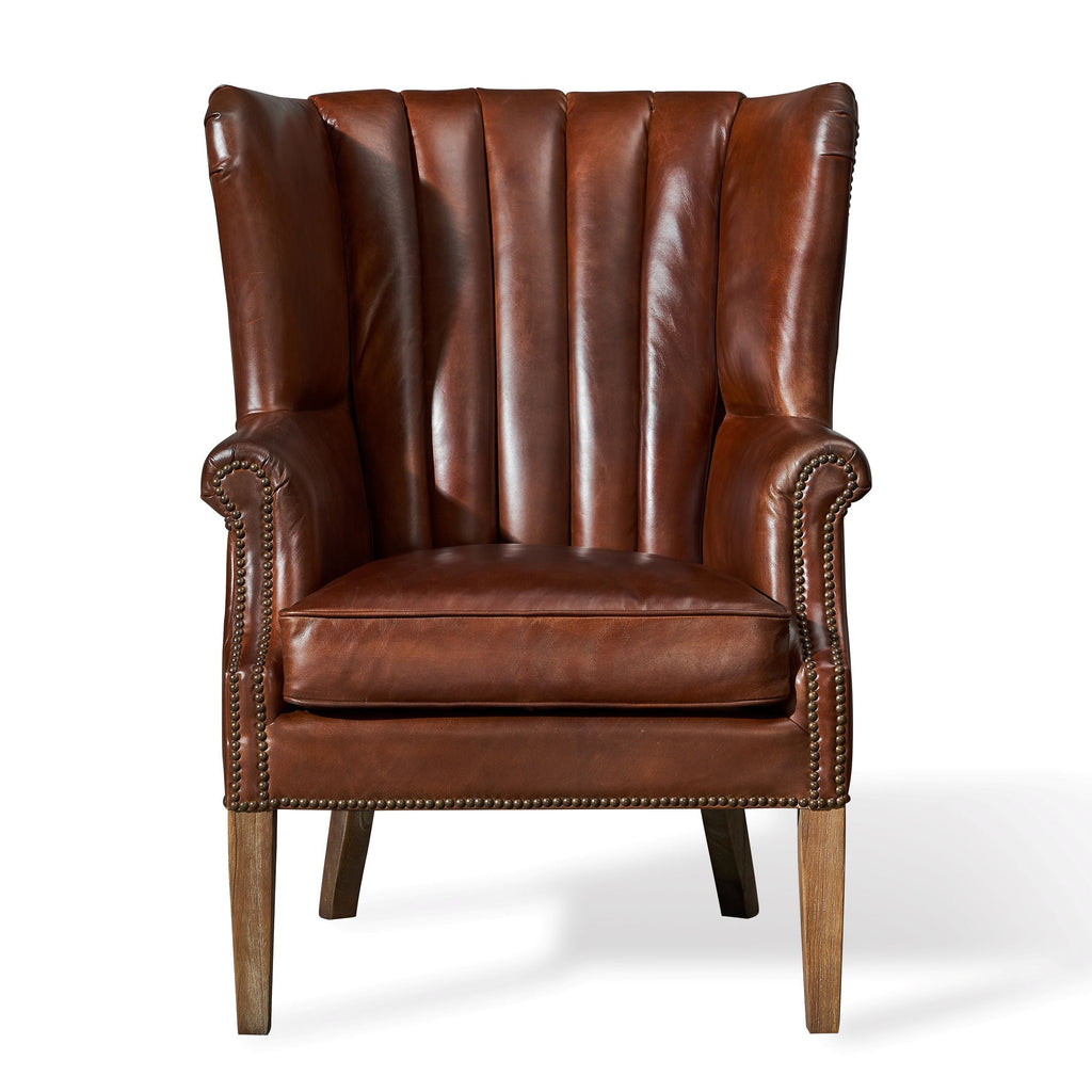 George Classic Italian Leather Wingback Chair, studio photo 2 of 4 on a white background
