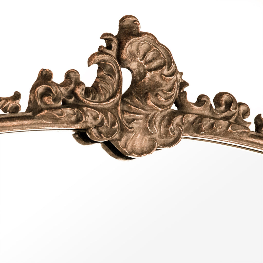 Godric French Gilded Metal Arch Floor Mirror, studio photo 3 of 3 on a white background