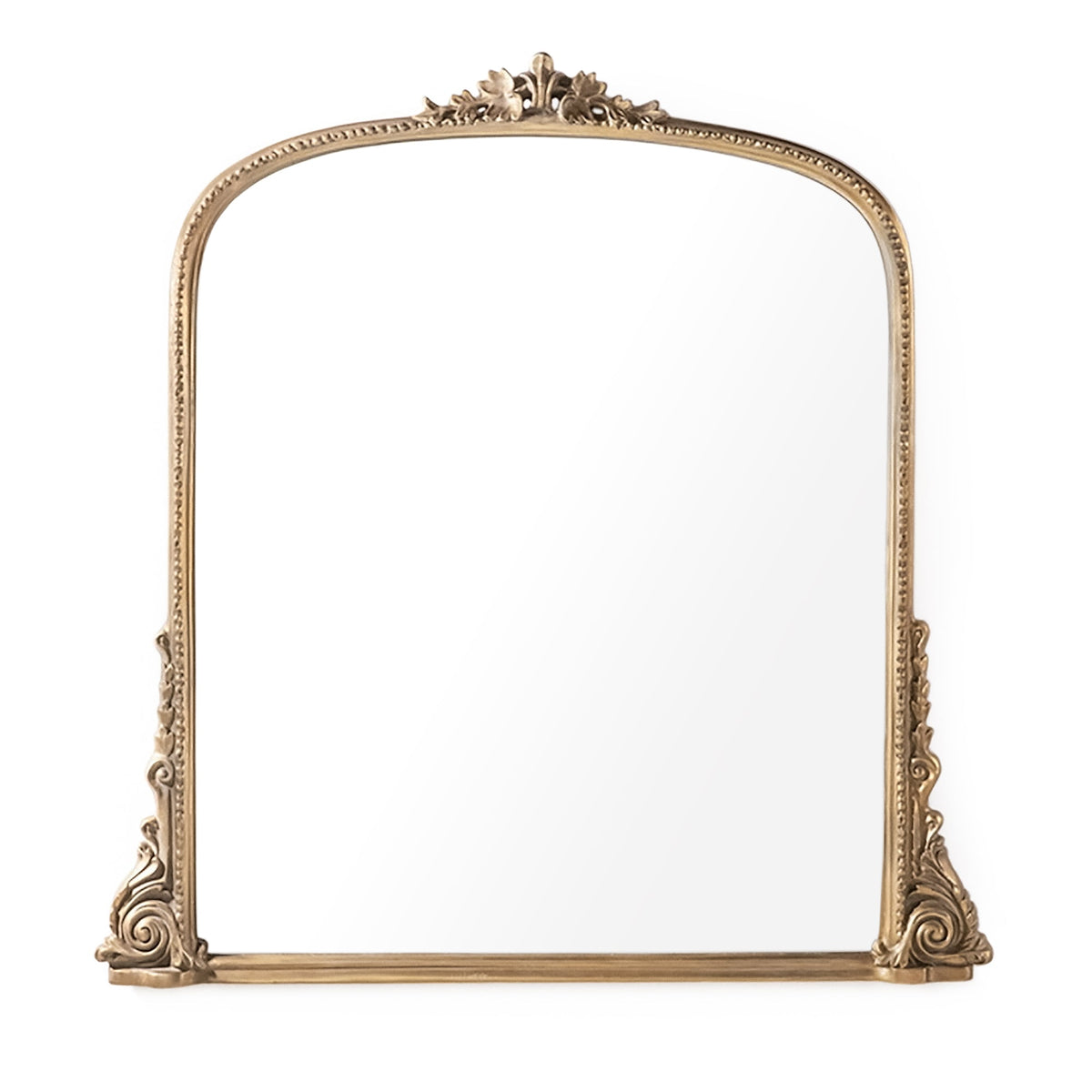 Jules French Gilded Iron Arch Mirror in Antique Gold, 39.5" x 38.5", studio photo 1 of 2 on a white background