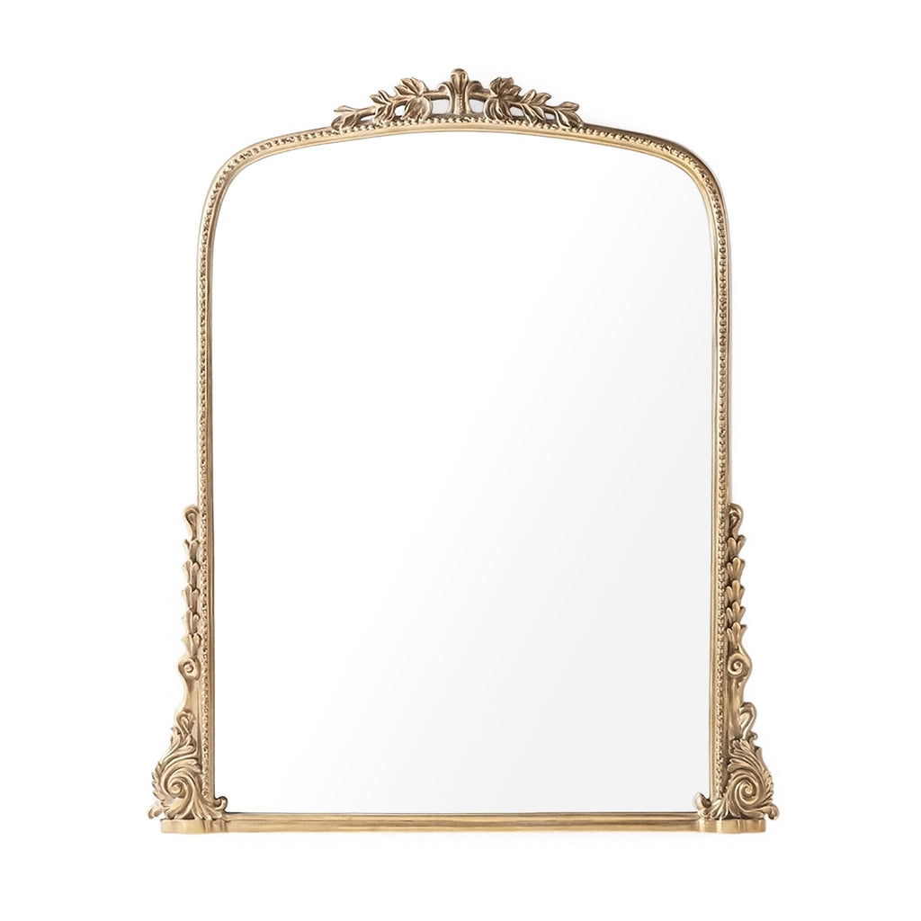 Jules French Gilded Iron Arch Mirror in Antique Gold, 50.5" x 61", studio photo 1 of 2 on a white background
