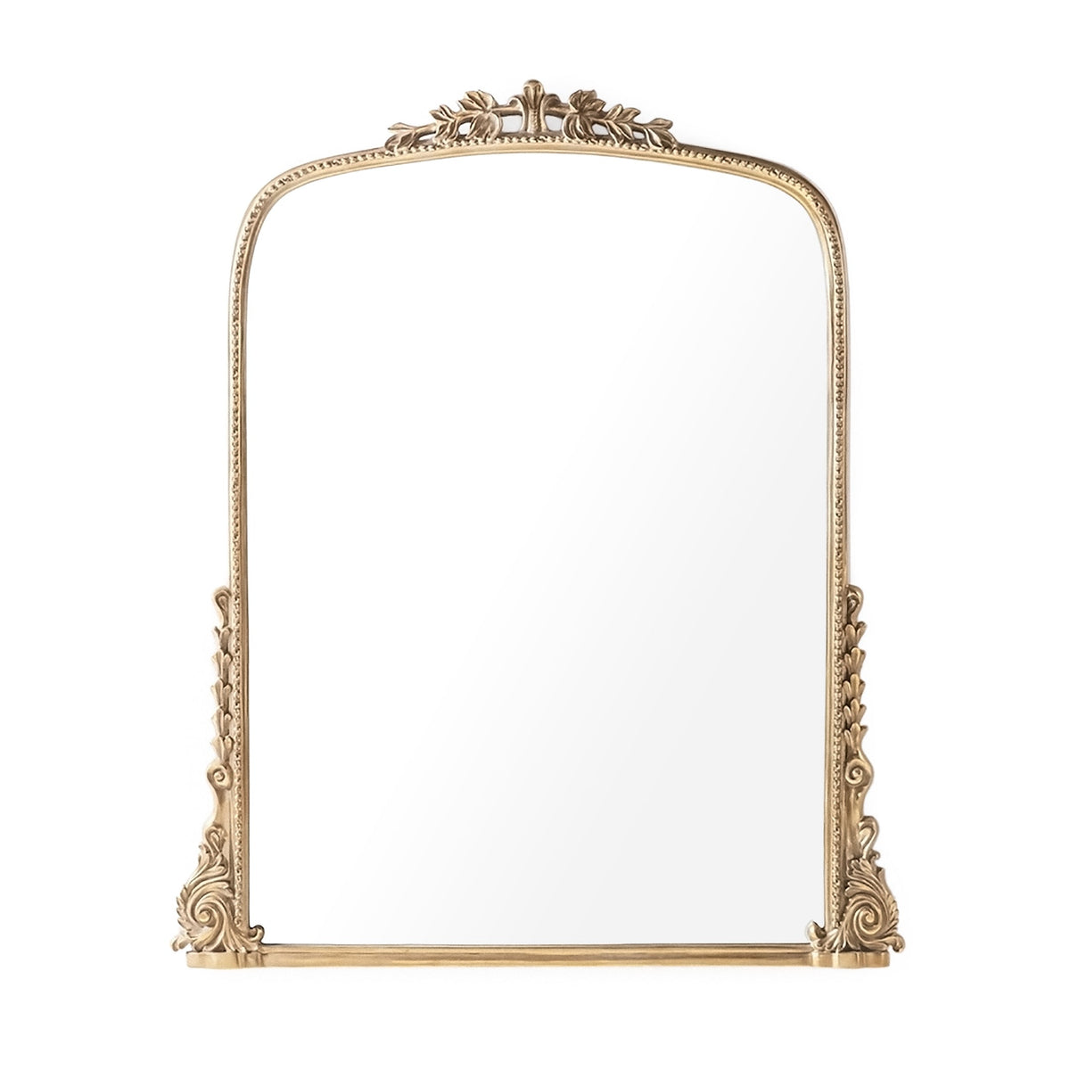 Jules French Gilded Iron Arch Mirror in Antique Gold, 50.5" x 61", studio photo 1 of 2 on a white background