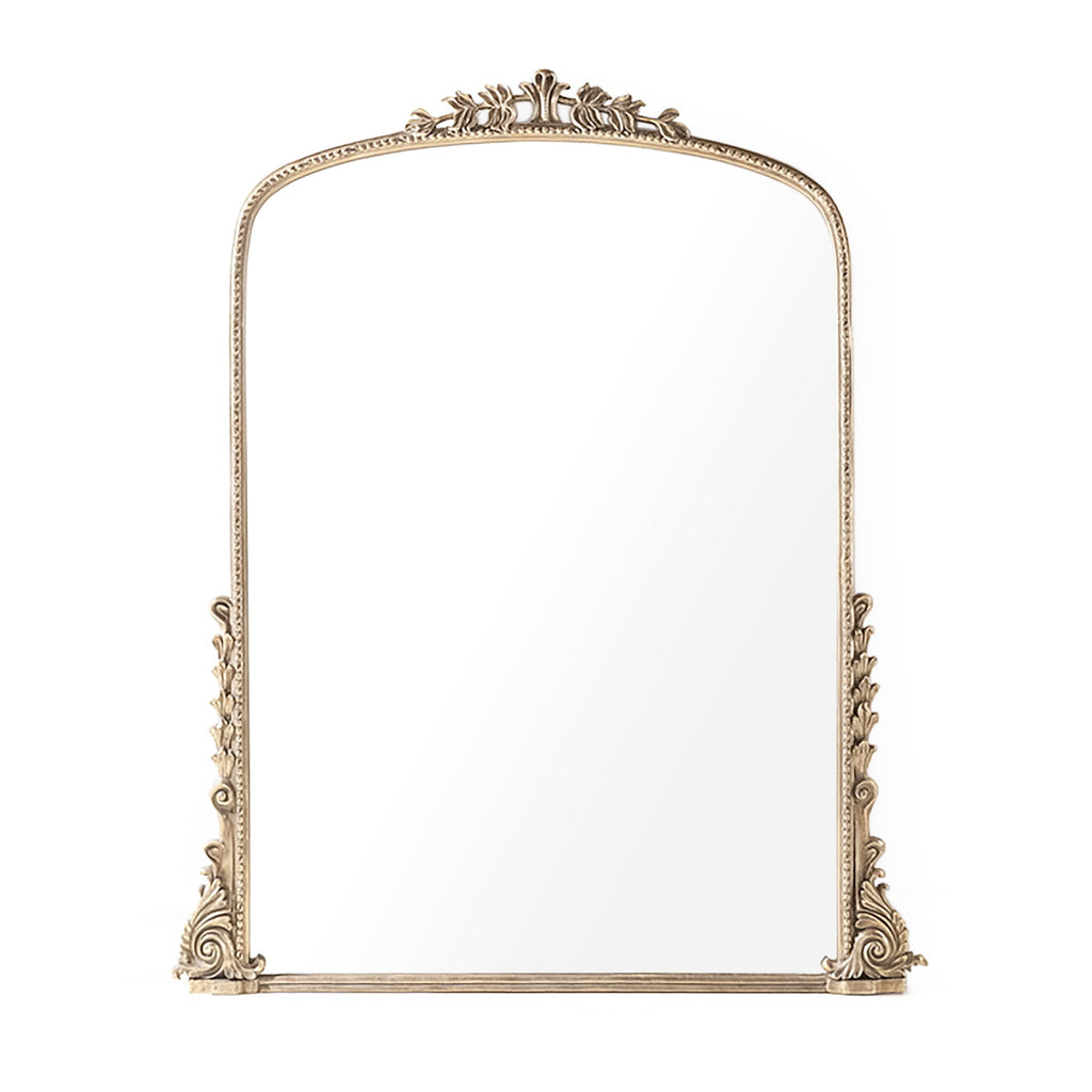 Jules French Gilded Iron Arch Mirror in Antique Gold, 59" x 72", studio photo 1 of 2 on a white background