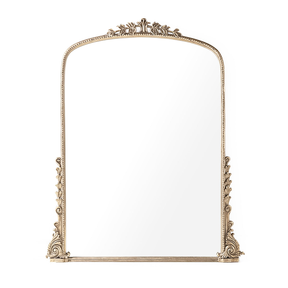 Jules French Gilded Iron Arch Mirror in Antique Gold, 59" x 72", studio photo 1 of 2 on a white background