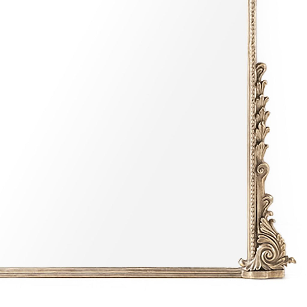 Jules French Gilded Iron Arch Mirror in Antique Gold, 59" x 72", studio photo 2 of 2 on a white background