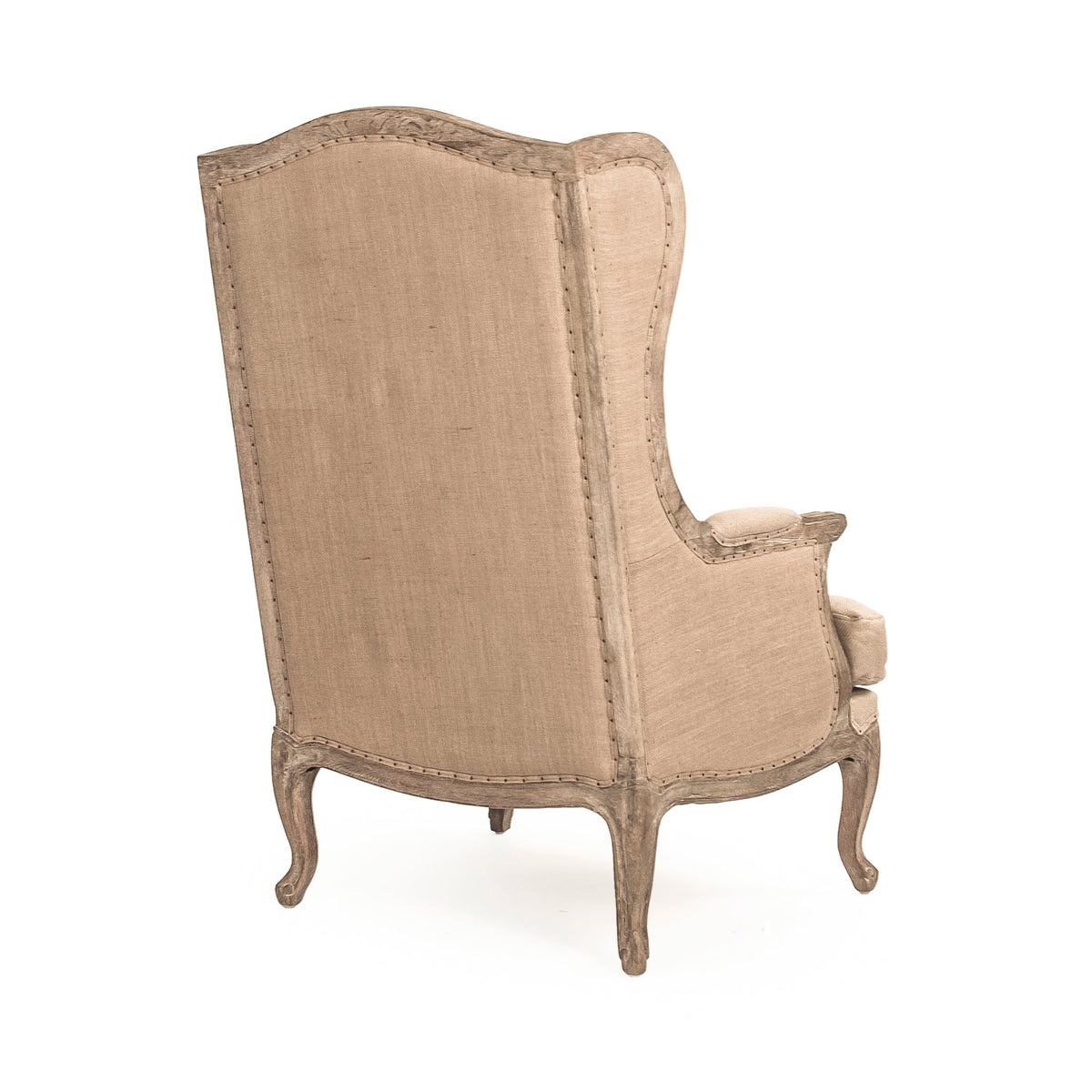 Leon French Hemp Linen Wingback Chair, studio photo 3 of 3 on a white background, back view