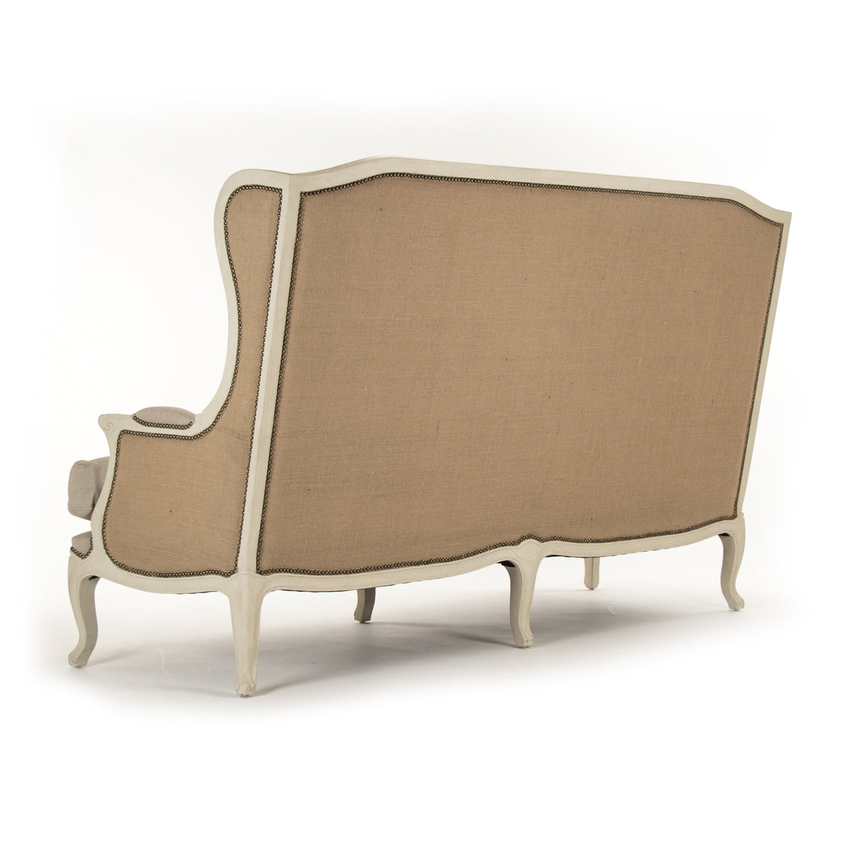 Leon French Linen Wingback Bench in Natural Linen, studio photo 3 of 3 on a white background