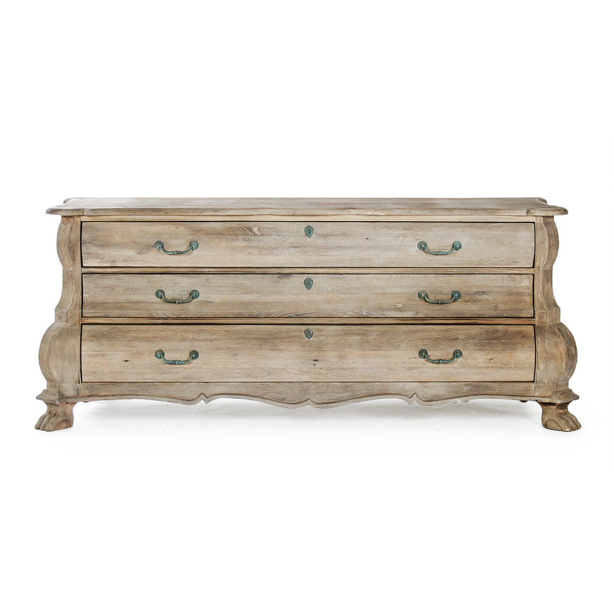Limoges Bombé Weathered Wood Chest, studio photo 1 of 2 on a white background