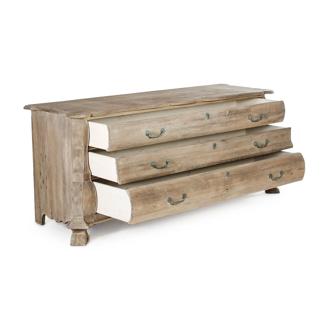 Limoges Bombé Weathered Wood Chest, studio photo 2 of 2 on a white background