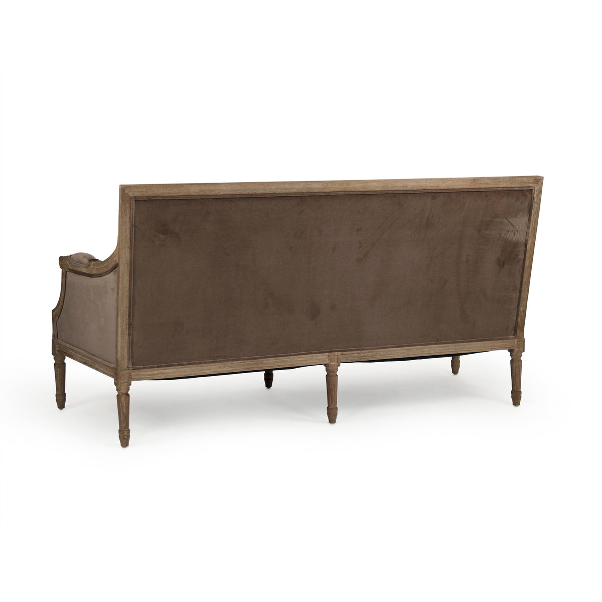 Louis French Velvet Sofa, studio photo 4 of 4 on a white background