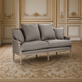 Louis French linen sofa in warm taupe in a classical ivory and gold salon