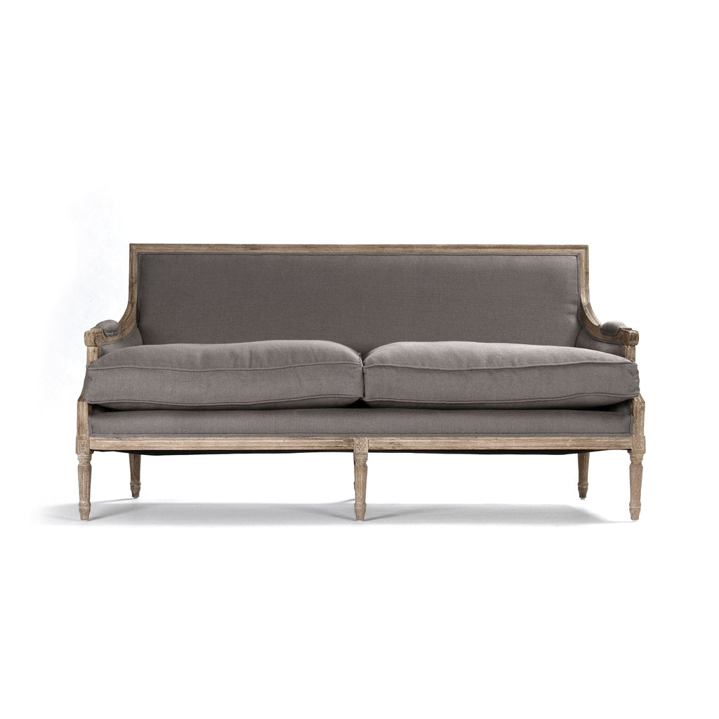 Louis French Linen Sofa in Warm Taupe, studio photo 2 of 4 on a white background