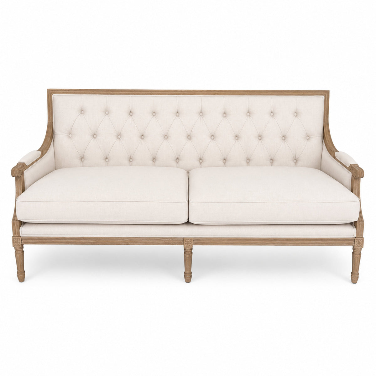 Louis Tufted-Back French Sofa, studio photo 4 of 6 on a white background