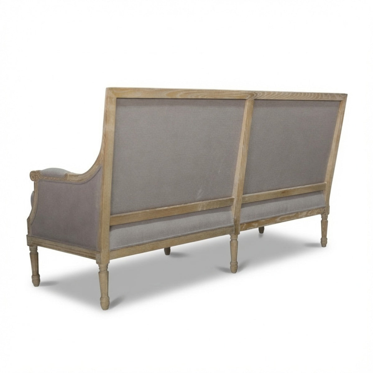 Louis Tufted-Back French Sofa in Soft French Gray Linen, Tall, studio photo 2 of 2 on a white background