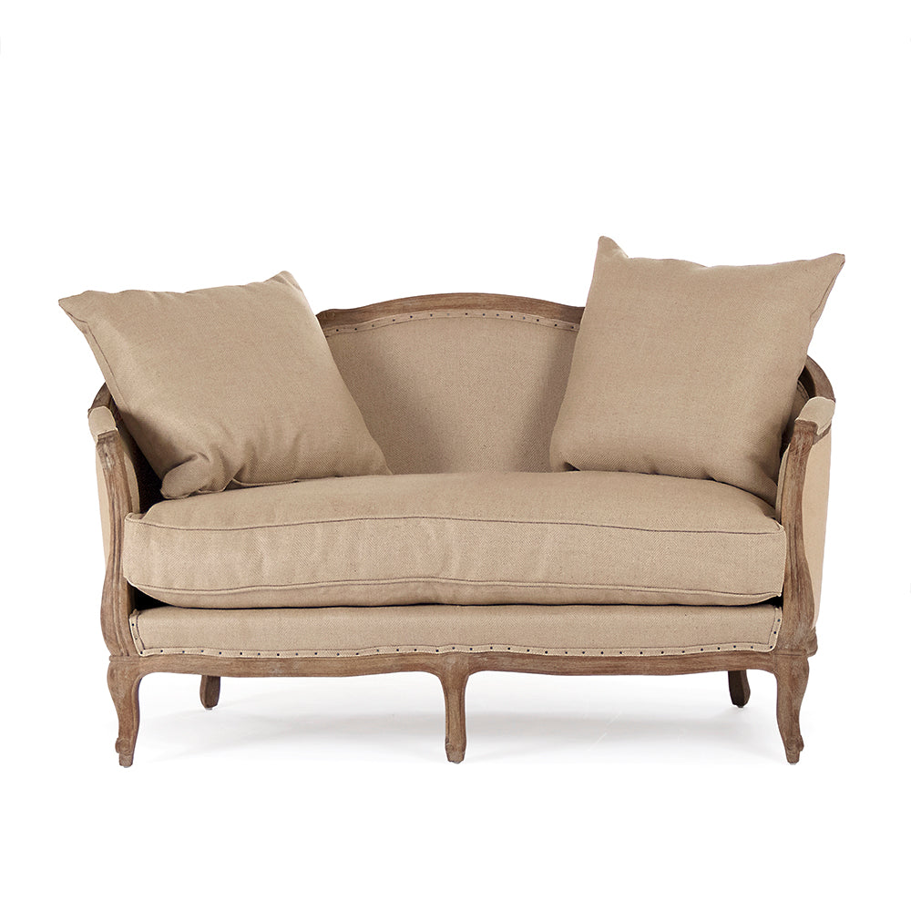 Maison French Linen Settee in Hemp Linen, studio photo 1 of 1 on a white background