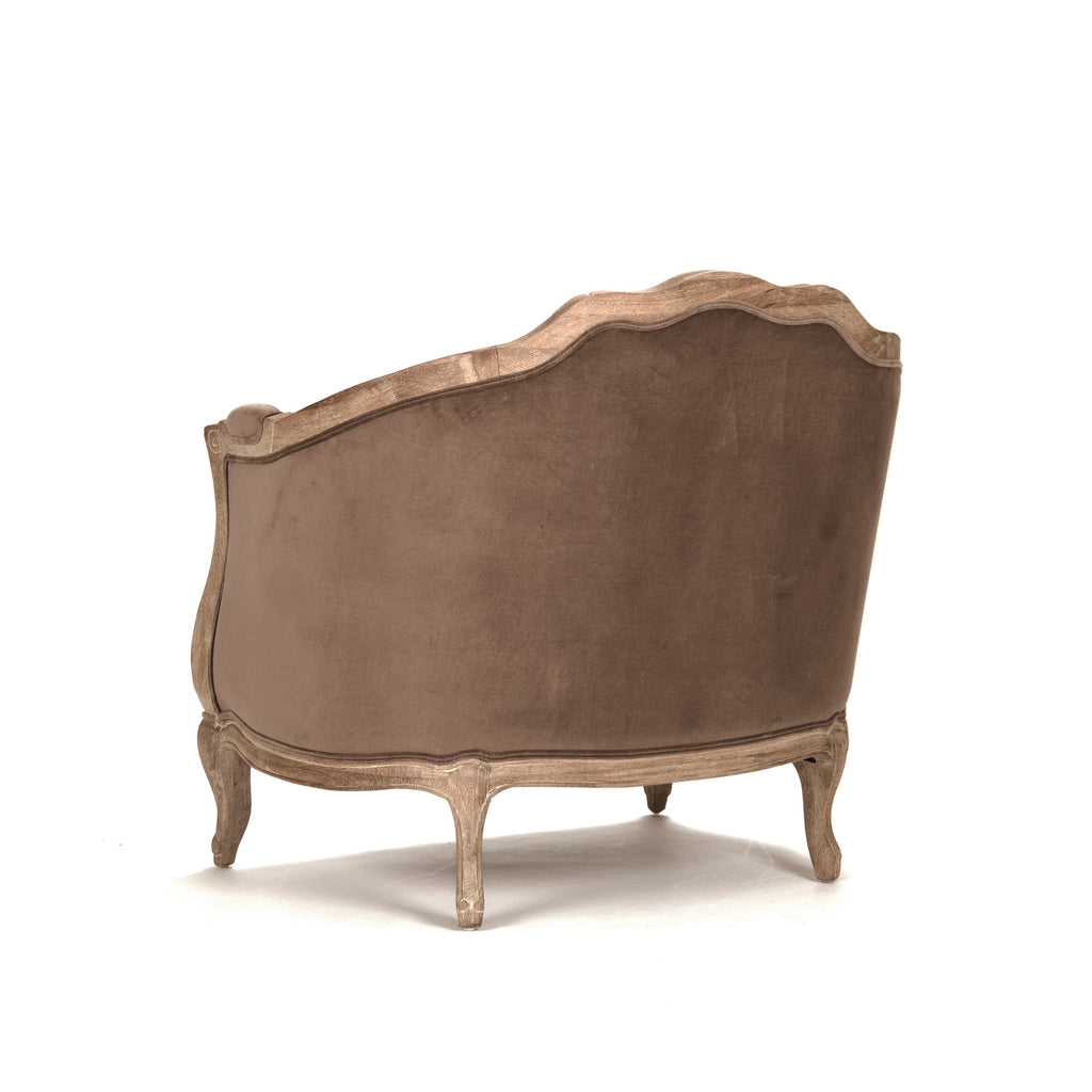 Maison French Velvet Love Chair in Smoky Mocha, studio photo 4 of 4 on a white background