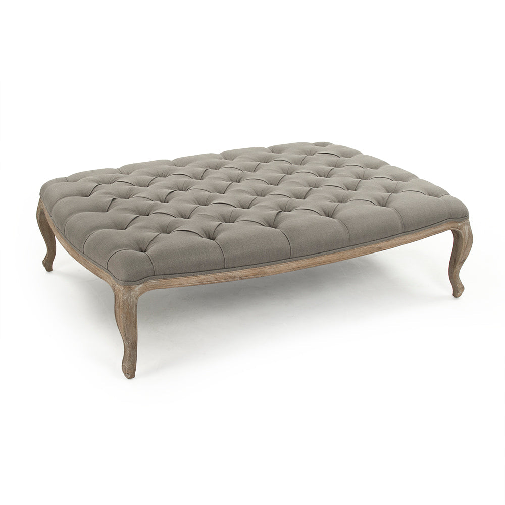 Maison tufted ottoman in Gray Linen, Limed Grey Oak, studio photo 1 of 1 on a white background