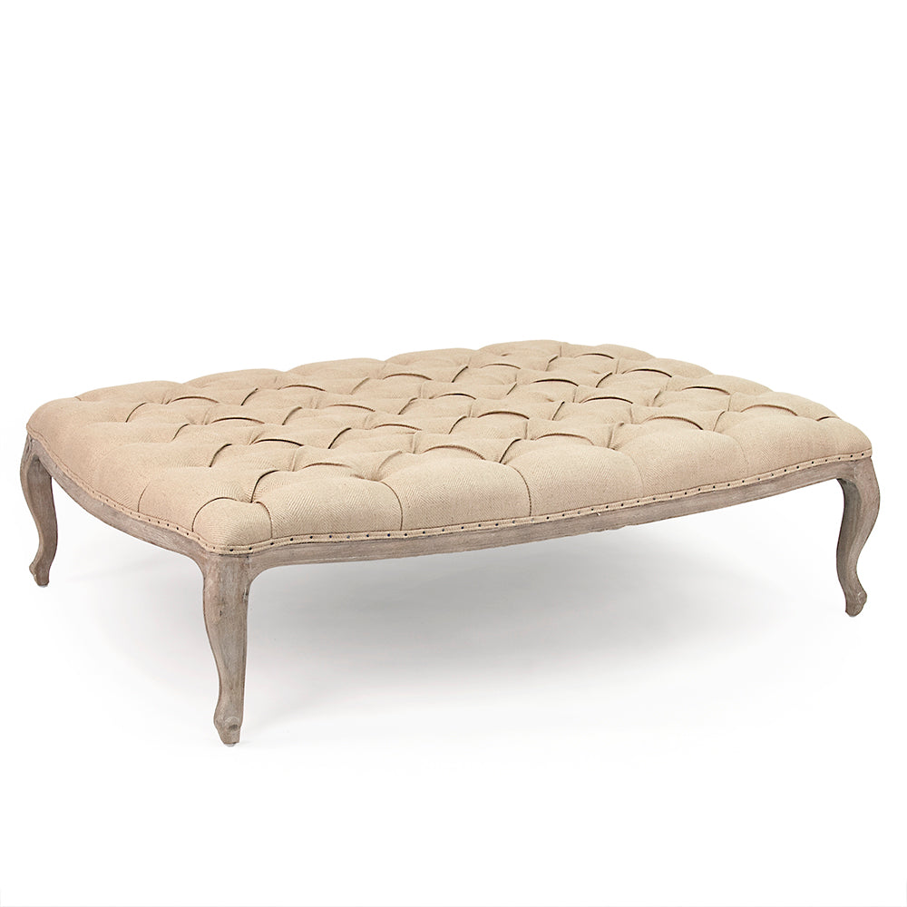 Maison tufted ottoman in Hemp, Limed Grey Oak, studio photo 1 of 1 on a white background