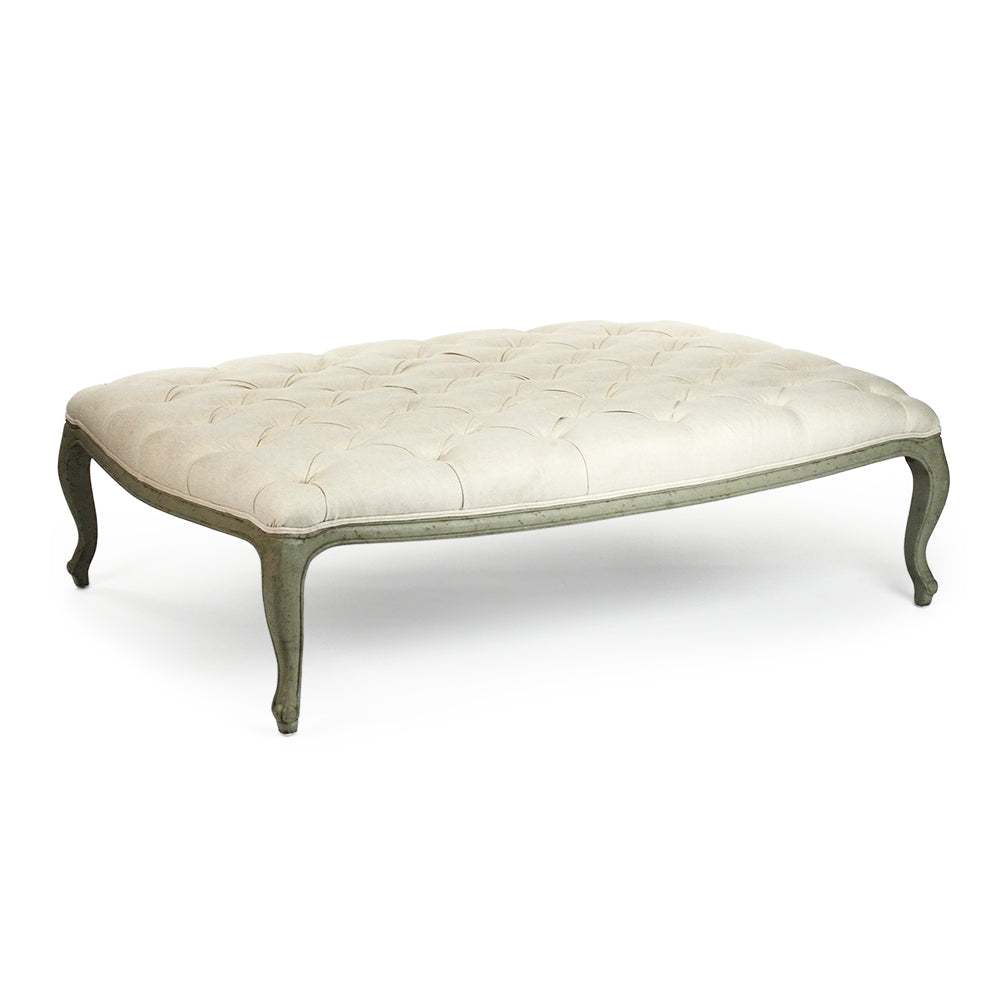 Maison tufted ottoman in Linen, Birch, studio photo 1 of 1 on a white background