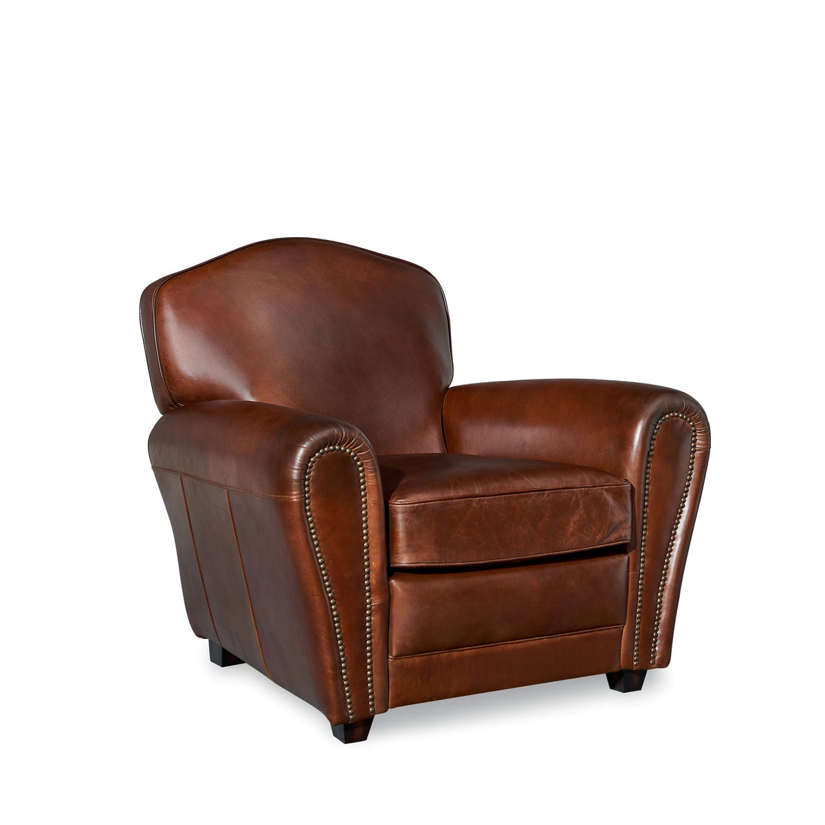 Matthew Classic Italian Leather Club Chair, studio photo 1 of 5 on a white background