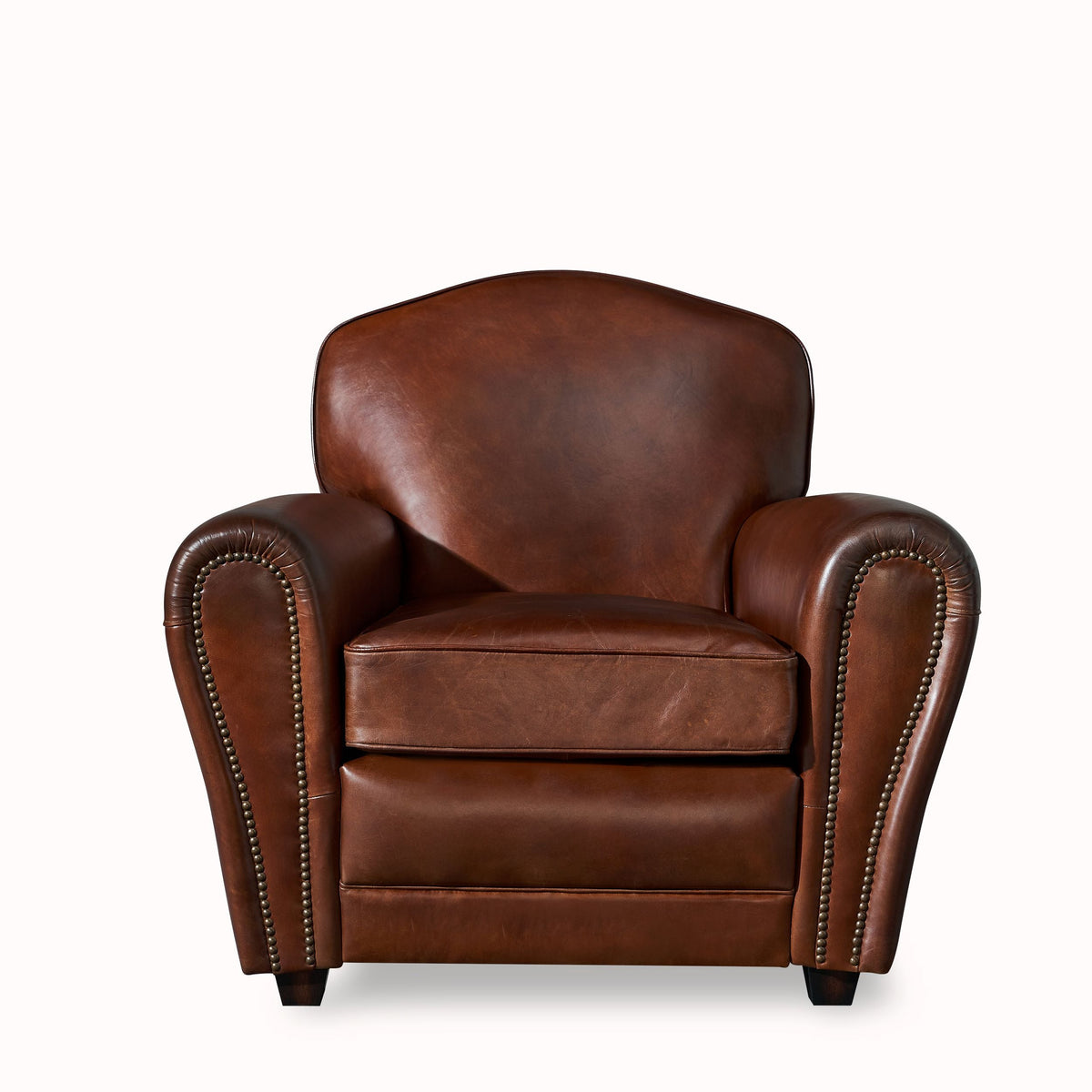 Matthew Classic Italian Leather Club Chair, studio photo 4 of 5 on a white background