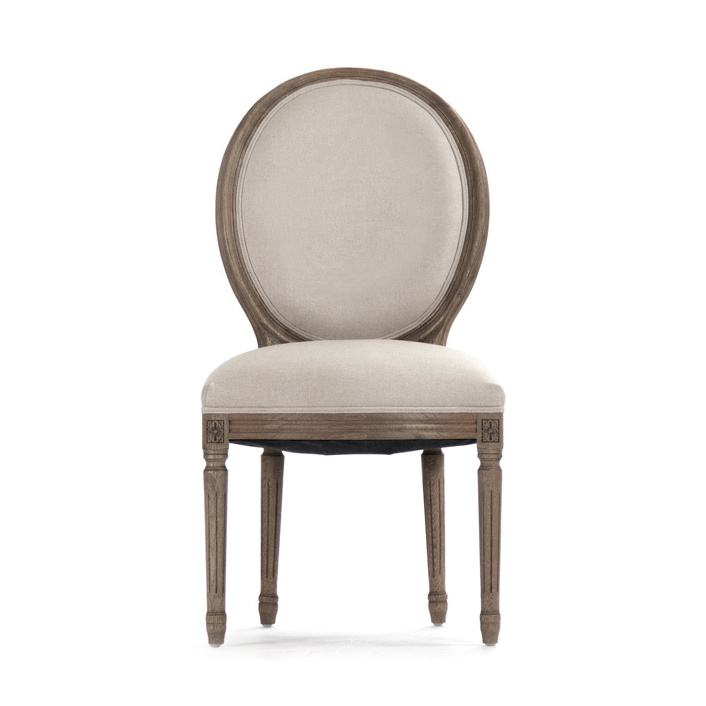 Medallion French Oval-Back Oak Side Chair in Natural Linen, Natural Oak, studio photo 2 of 3 on a white background