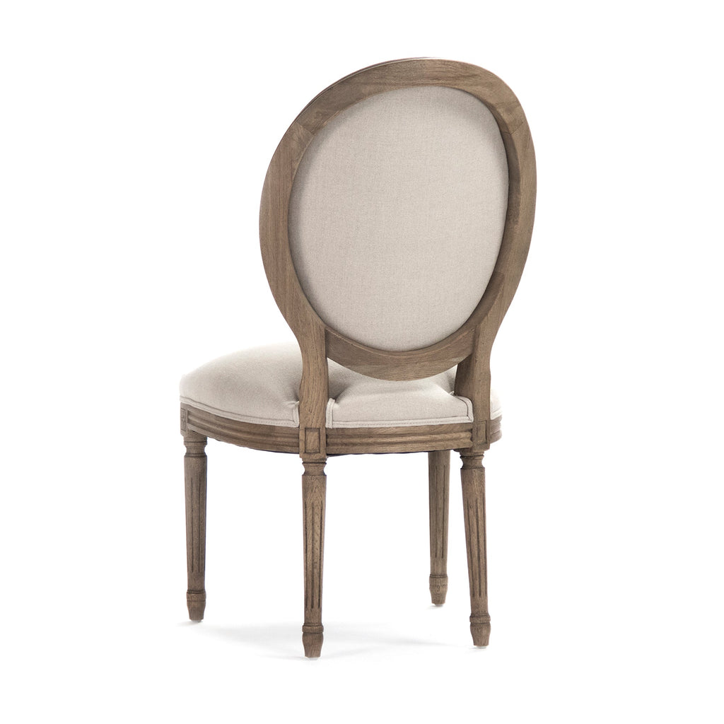 Medallion French Oval-Back Oak Side Chair in Natural Linen, Natural Oak, studio photo 3 of 3 on a white background