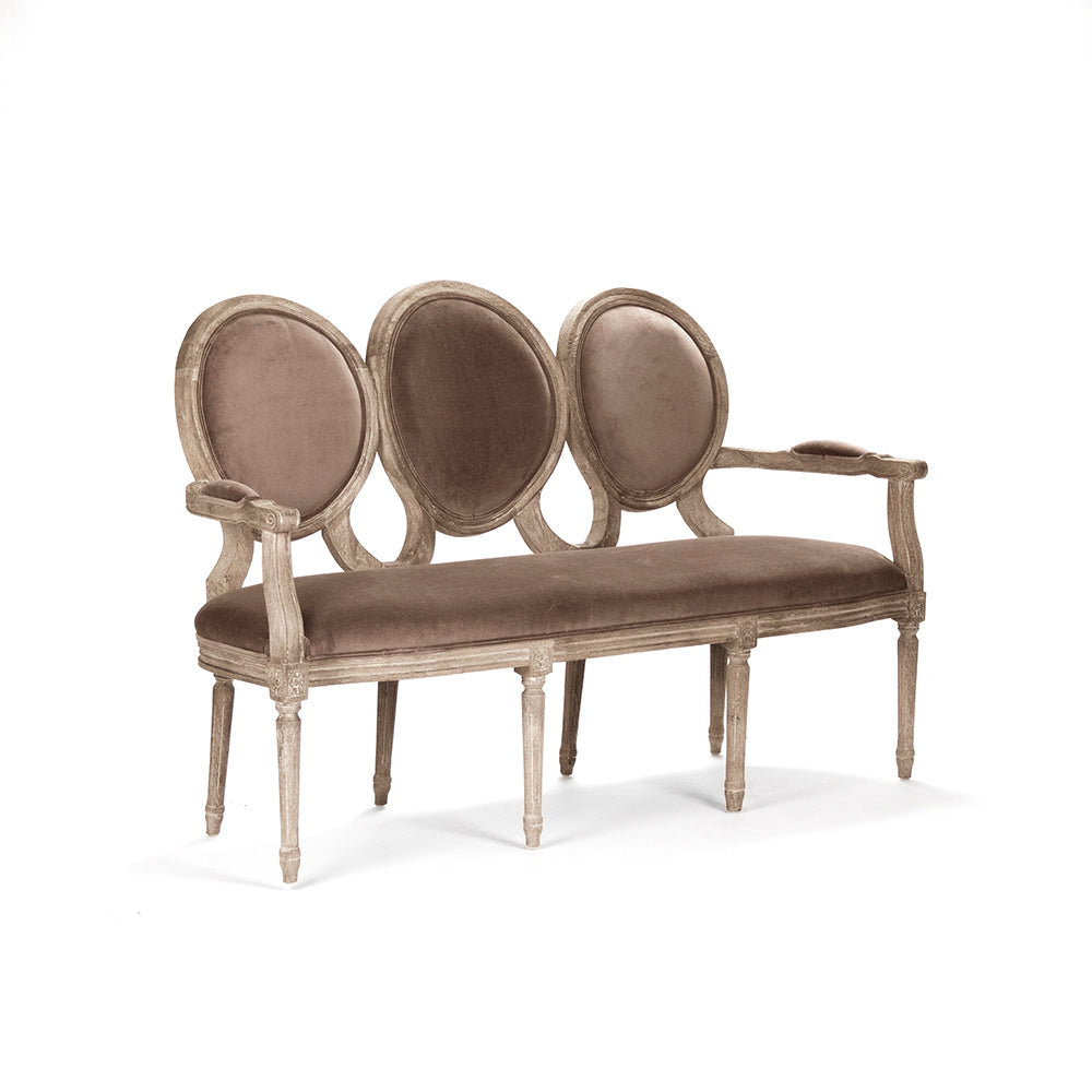 Medallion French Oval-Back Settee, studio photo 1 of 6 on a white background