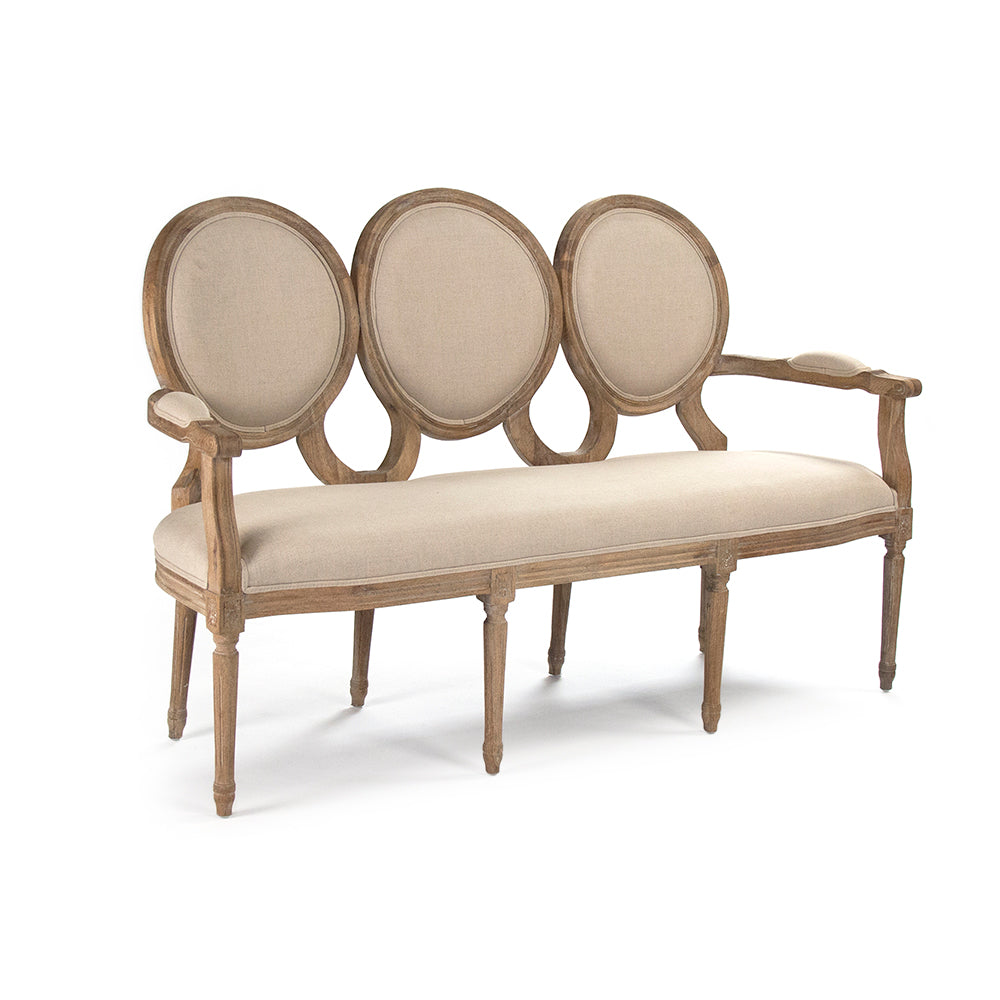 Medallion French Oval-Back Settee, studio photo 4 of 6 on a white background