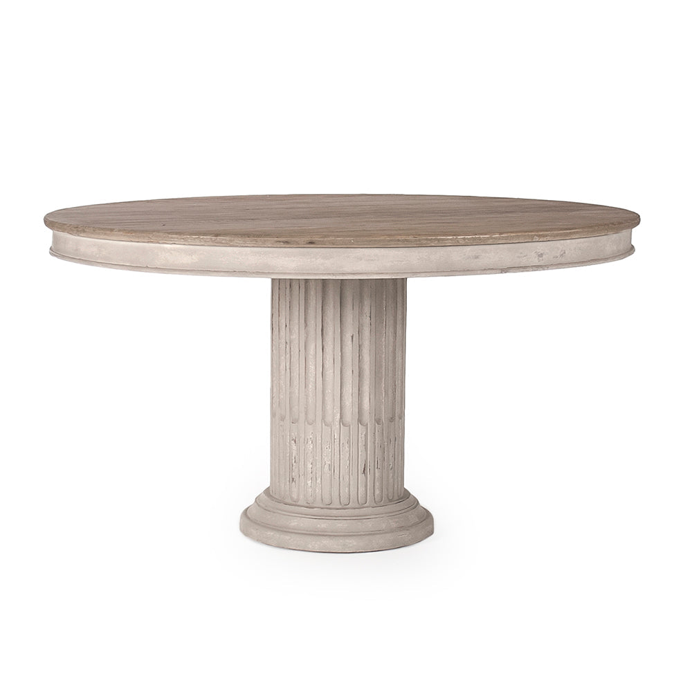 Montpellier French Fluted Elm Pedestal Dining Table, studio photo 1 of 1 on a white background