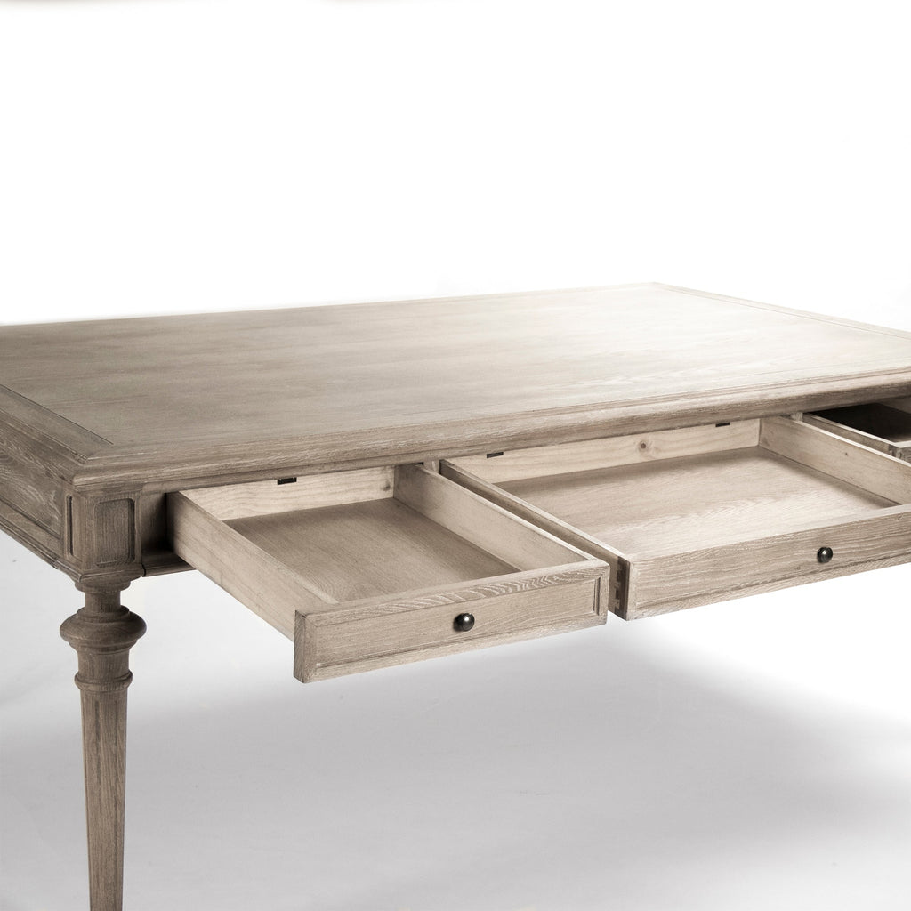 Nadine Louis XVI Carved Oak Dining Table, studio photo 4 of 5 on a white background