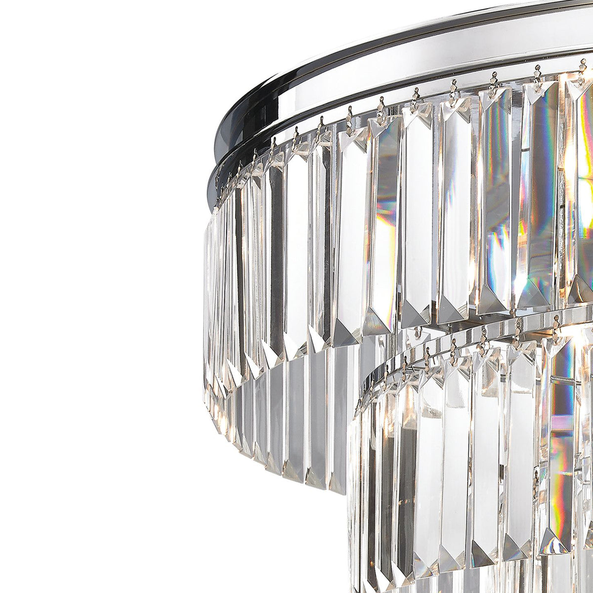 Palacial 31" crystal flush mount, polished chrome, detail