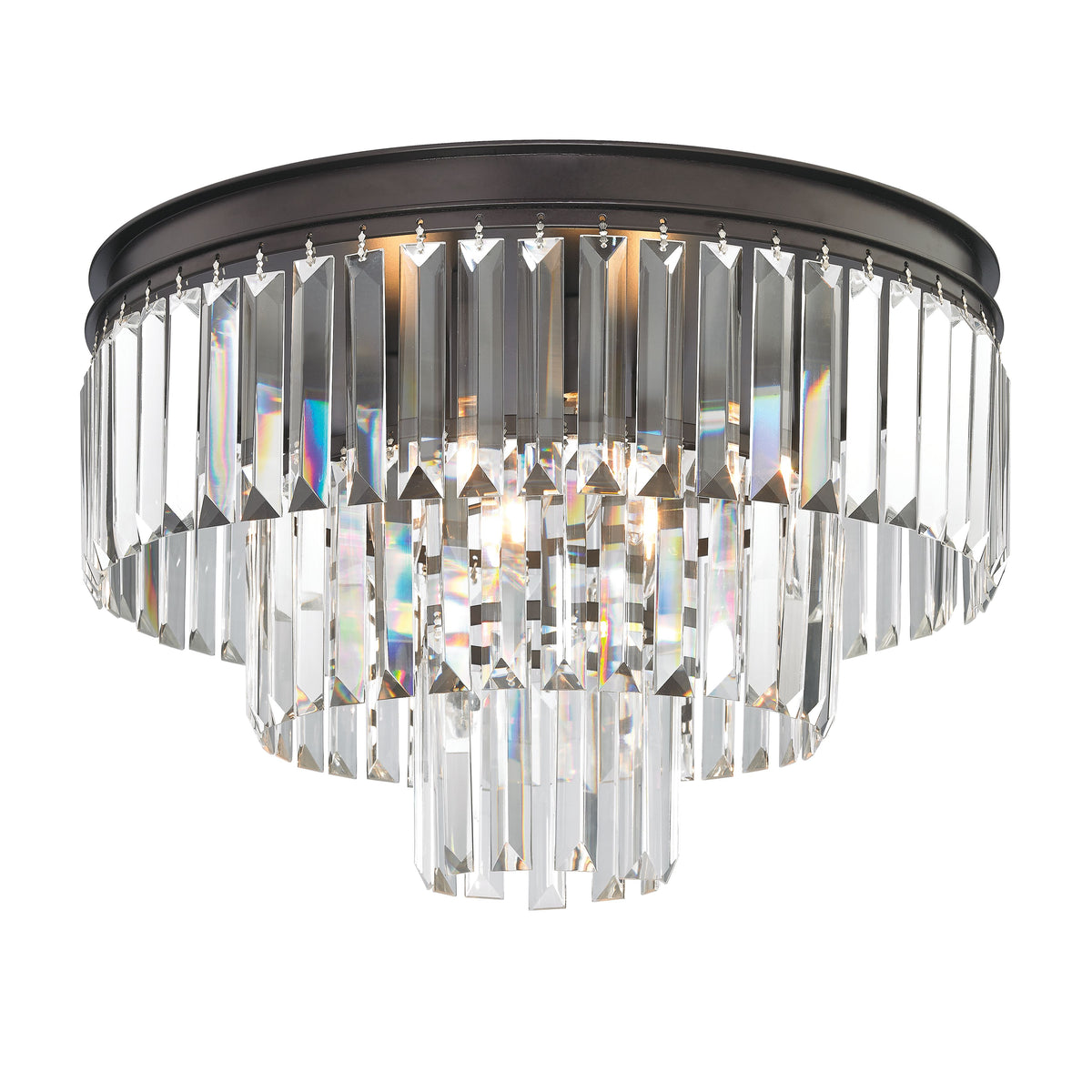 Palacial 19" tiered K9 crystal semi-flush mount in oil-rubbed bronze